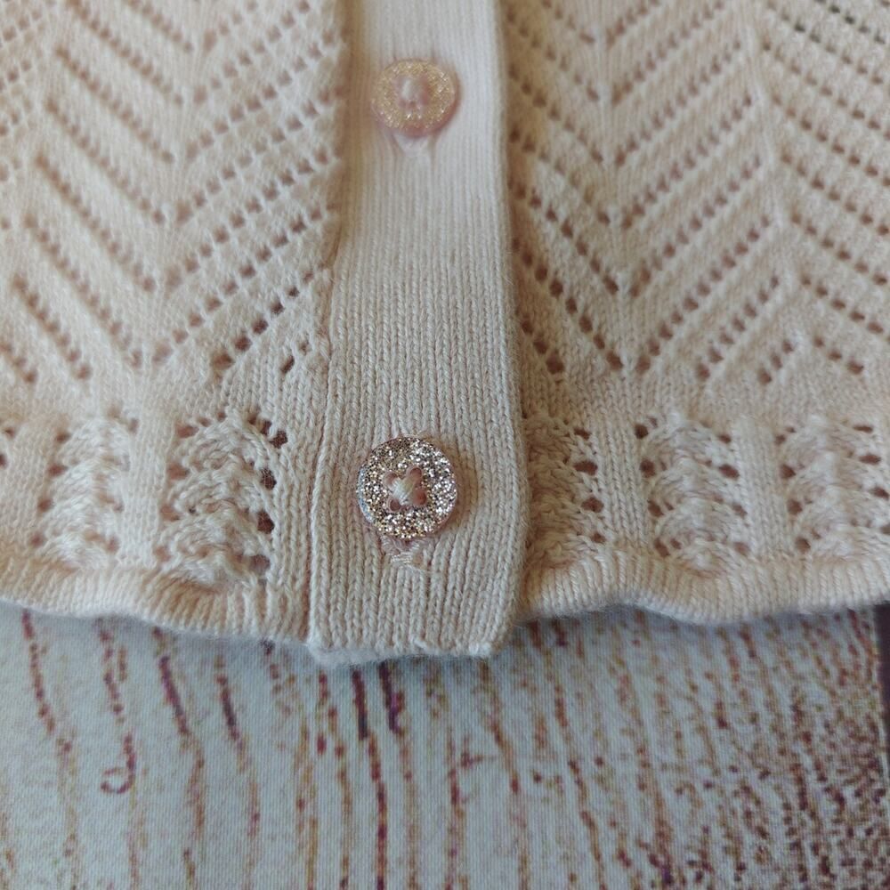 Baby B'gosh Pointelle Button-Front Sweater Knit Cardigan 3 mo - Picture 8 of 12